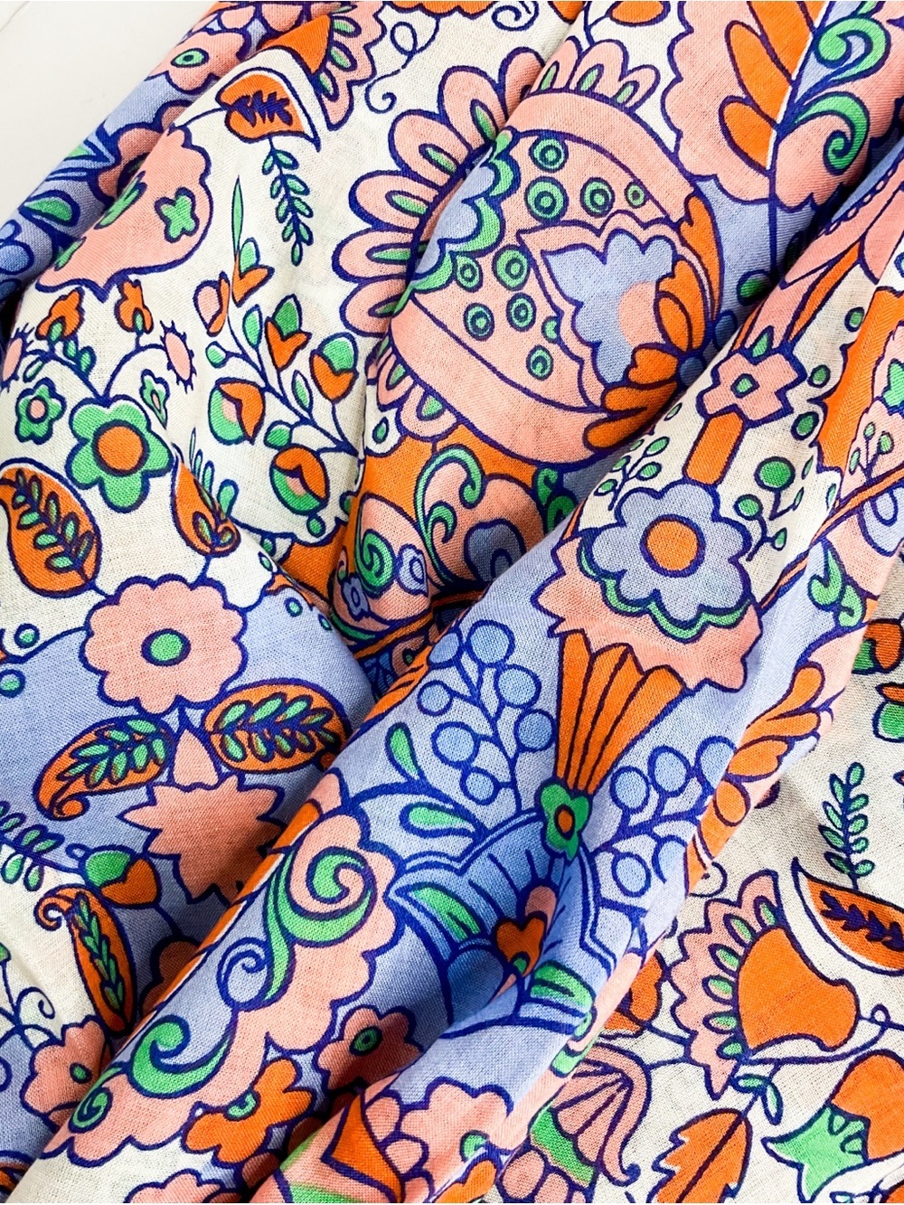 Floral Paisley Lightweight Scarf in Lavender, Peach, Green - Picture 4 of 8